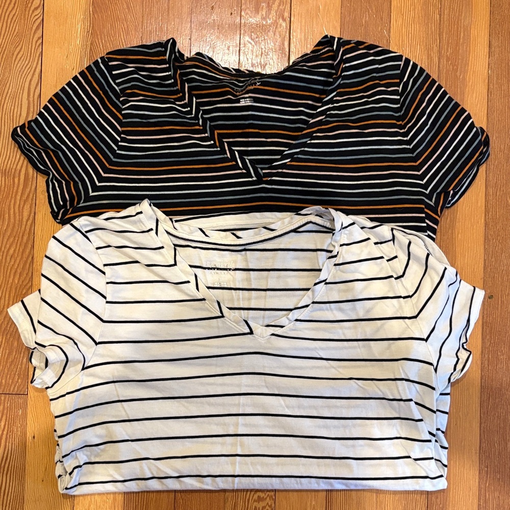 Isabel Maternity by Ingrid & Isabel Striped V-Neck Tees bundle